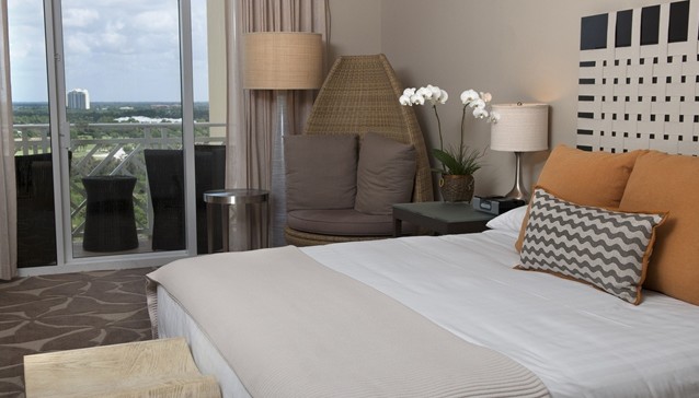Renovated guestroom at Hyatt Regency Coconut Point Resort and Spa.