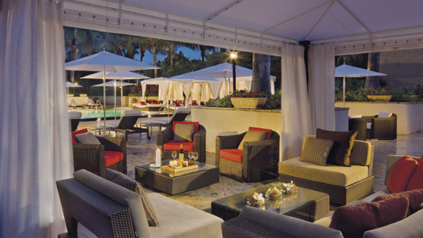 Poolside cabanas at The Ritz-Carlton Coconut Grove, Miami.