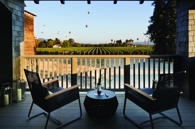 A vineyard setting at SENZA in Napa Valley.