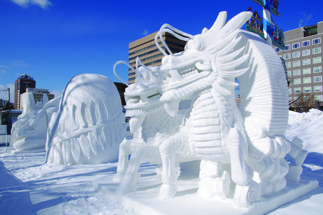 Ice sculptures in Sapporo, Japan.