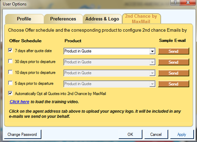 Agents can select when their clients receive reminders through MaxMail.