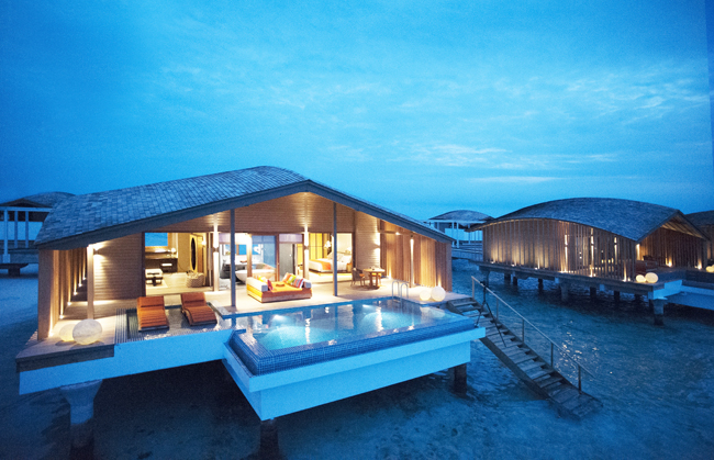 The Club Med Finolhu Villas over water.
