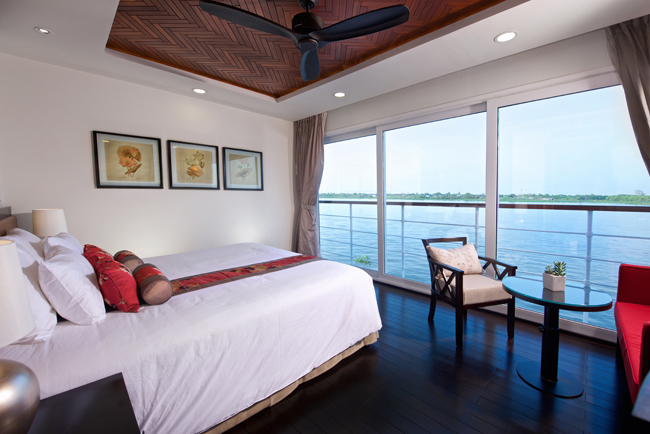 Open-air balcony views aboard Avalon Waterways new Suite Ship, the Avalon Siem Reap.