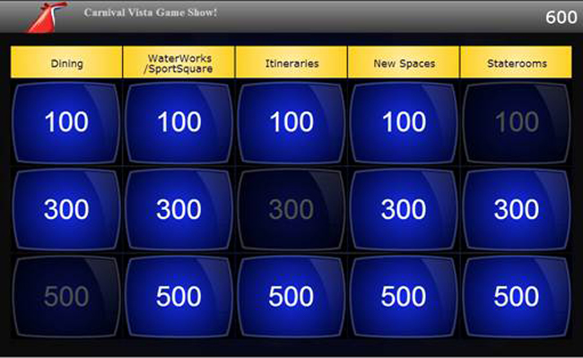 The Carnival Vista game.