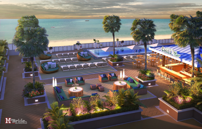 Rendering of the 11th Floor Rooftop at Margaritaville Hollywood Beach Resort.