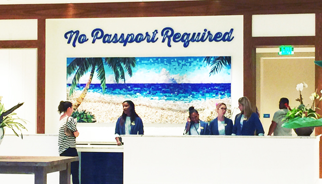 Reception area at the Margaritaville Hollywood Beach Resort.