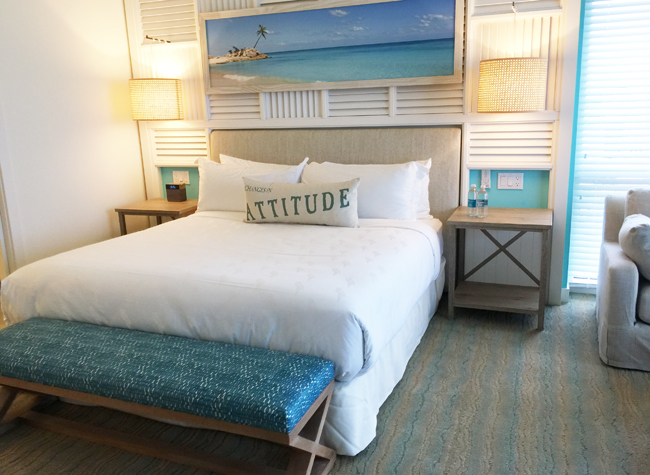 The bedroom in one of the suites.