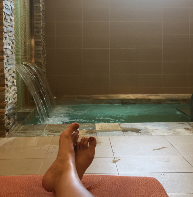 That's me, relaxing by the jacuzzi.