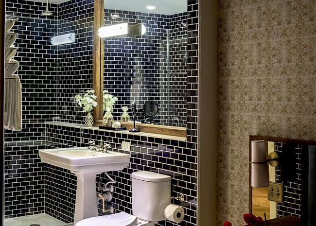 An inside peek at one of the bathrooms inside the The Langford Hotel in Miami.