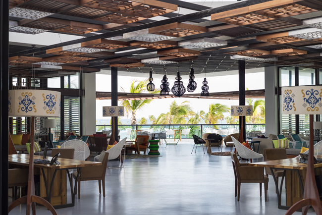 AlSol Tiara Cap Cana's open air lobby in Punta Cana, Mexico.