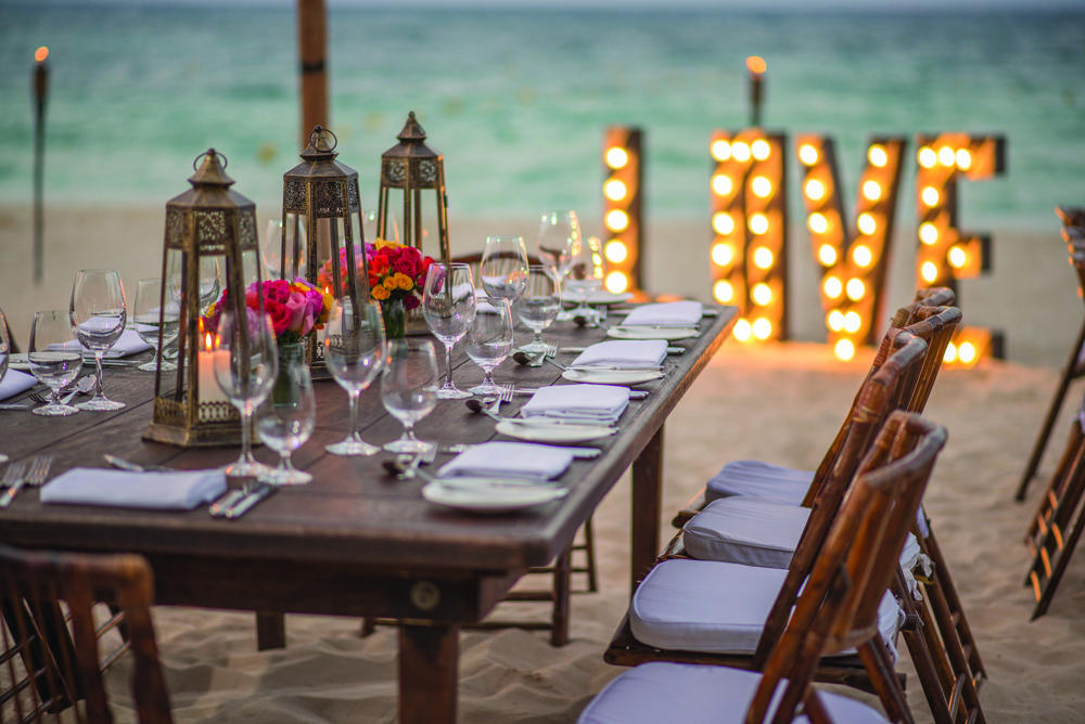 Wedding set-up at Grand Hyatt Playa del Carmen in Mexico.