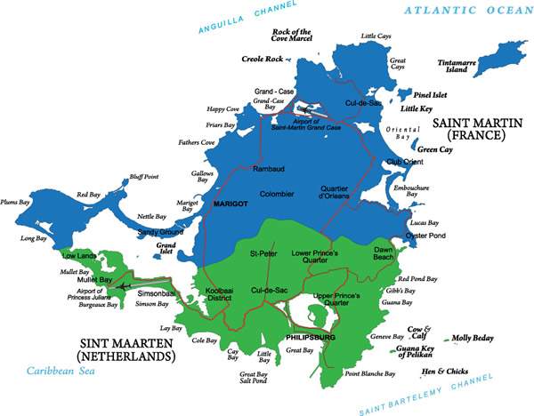 Map of St. Martin/St. Maarten