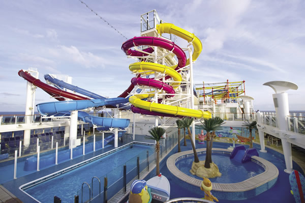 Aqua Park, the largest water park at sea.