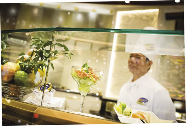 The ship offers everything from a chef's table-at-sea to a steakhouse.