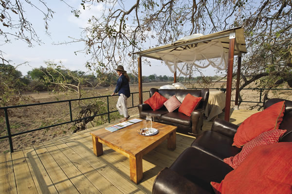 Deck outlook at Ruckomechi Camp.