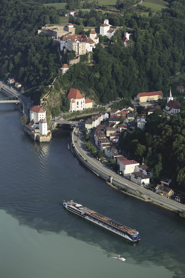 Sailing past Passau, one of the most picturesque cities along the Danube.