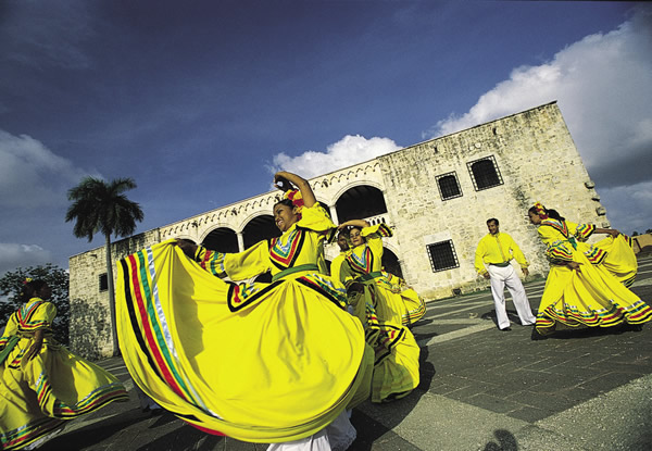 Colorful folk dancing in the Dominican Republic.
