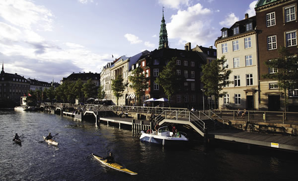Kayaking in the Copenhagen canals in Denmark.
