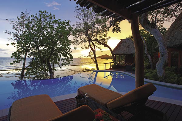 The Namale Resort & Spa overlooks the Koro Sea.