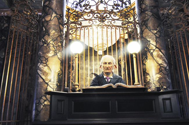 The main goblin at the Gringotts bank, which greets guests in lobby.