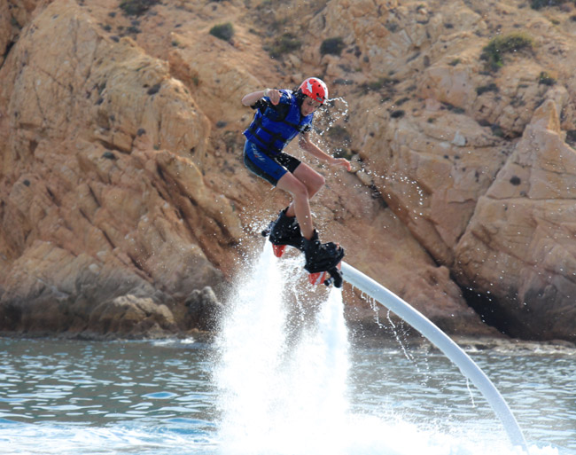 Adventure-seekers can take part in the Flyboard program at Hilton Los Cabos Beach & Golf Resort.