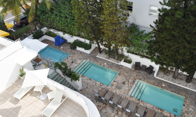 Pool deck and suite deck view from the Terrace King Suite.