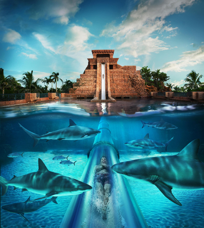 The Mayan Pyramid at Atlantis, Paradise Island.