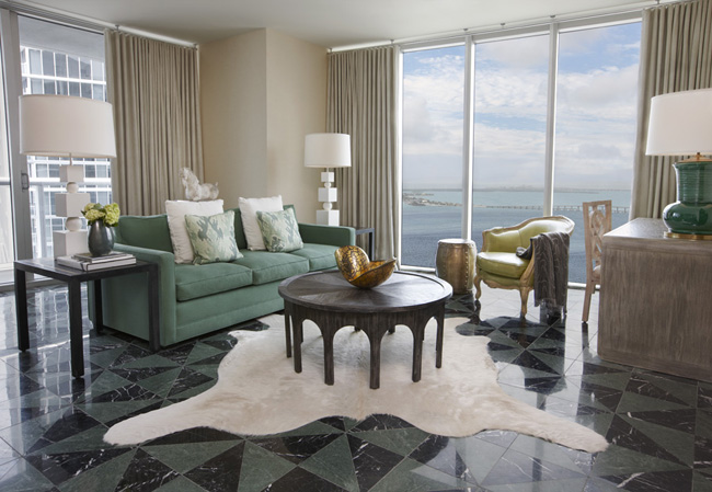 A residentially-appointed guestroom at the Viceroy Miami.