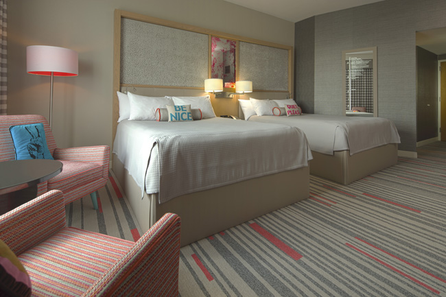 The updated Double Queen guestroom at the Hard Rock.