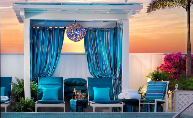 The renovated LIQUID pool lounge area at Ocean Key Resort.