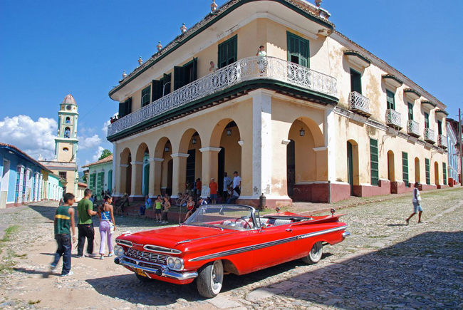 Vintage car in Cienfuegos. (Photo courtesy of Cuba Travel Services.)