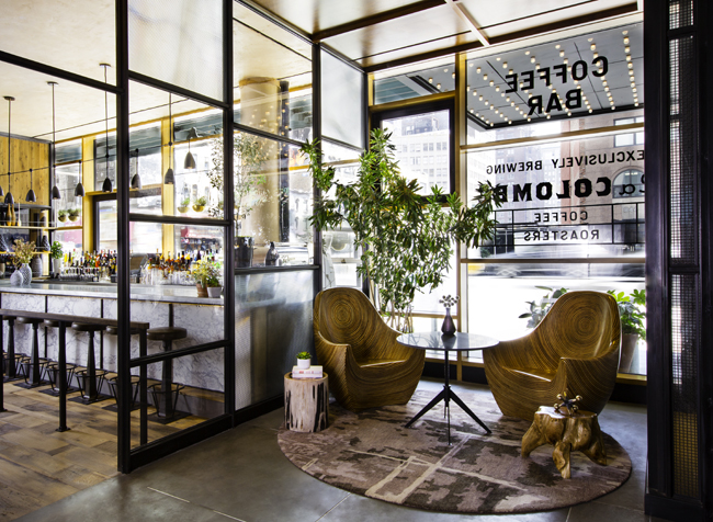 Eventi's recent renovations include upgraded street-level dining options, such as this coffee bar.