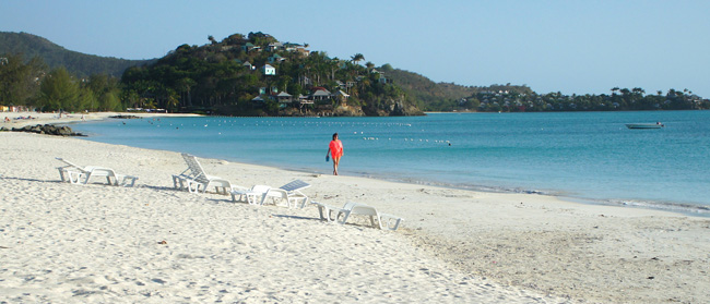 One of the 300+ white-sand beaches on Antigua and Barbuda.