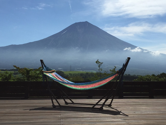 The resort offers stunning views of Mt. Fuji.