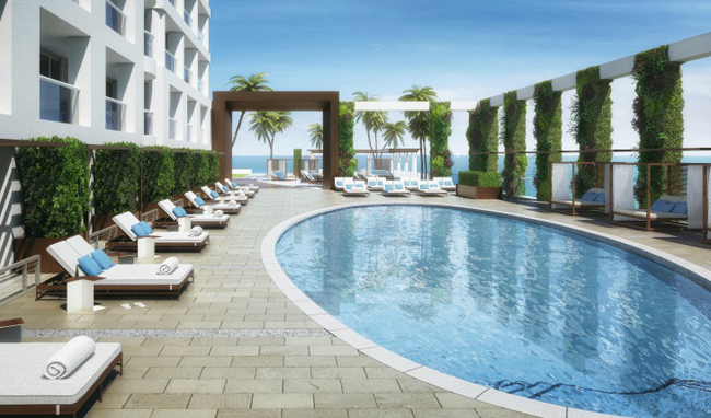 A rendering of the future pool at Conrad Fort Lauderdale Beach Resort, set to open in early 2016.