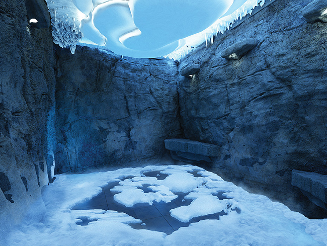 The freezing temperatures inside the Escape's Snow Room help stimulate guests' blood circulation.