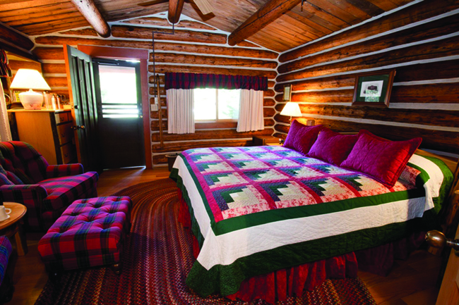 Cozy accommodations at Jenny Lake Lodge in Grand Teton National Park.
