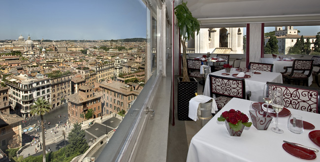 Hassler Roma's rooftop restaurant Imago.