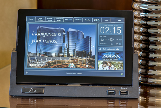 The ARIA Resort & Casino's in-room tablet.