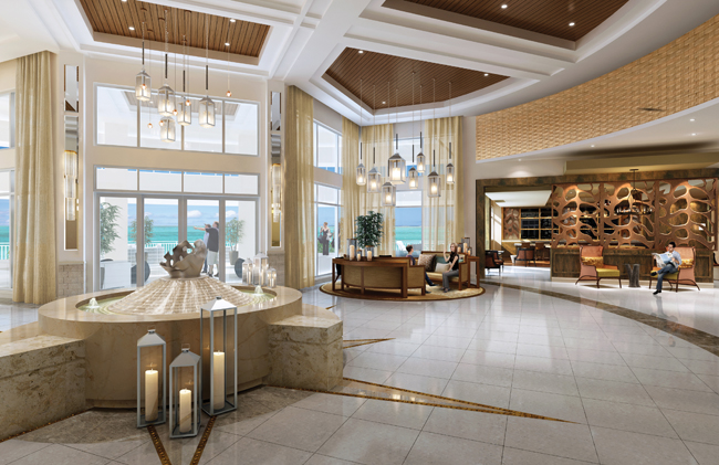 The open-concept and quite welcoming lobby.