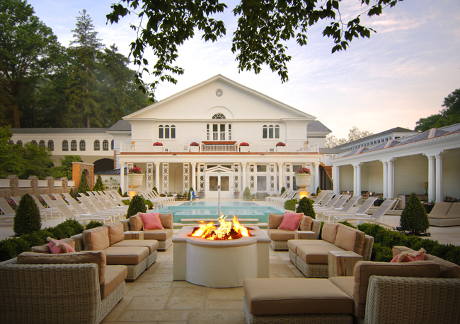 The outdoor spa garden at The Omni Homestead Resort in Virginia.