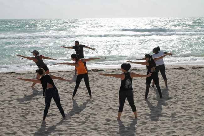 Delano South Beach's Beach Cross Bootcamp fitness classes incorporate strength conditioning, core training and yoga.