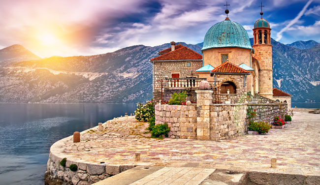 Azamara's Kotor, Montenegro Private Journeys program visit a tiny island church with hidden Baroque art.