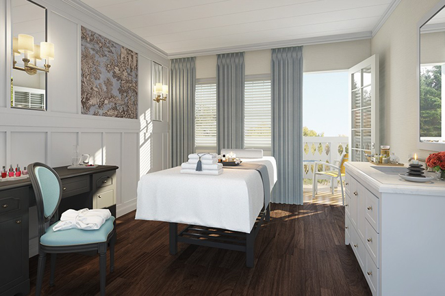 A rendering of the Currents Spa on the French America Line's debut ship, the Louisiane.Â