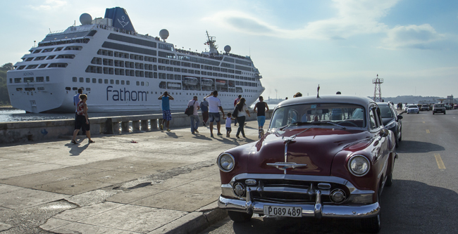 Fathom's luxury cruise ship Adonia in Cuba.