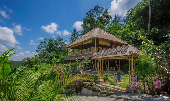 The Mandapa Camp facility at Mandapa, a Ritz-Carlton Reserve, in Ubud, Indonesia is offering kiddy yoga a part of the resort's new Mini Explorers program.