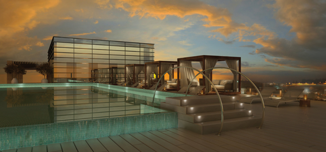A rendering of the rooftop pool at the upcoming The Orient – Isrotel Exclusive Collection, Jerusalem.