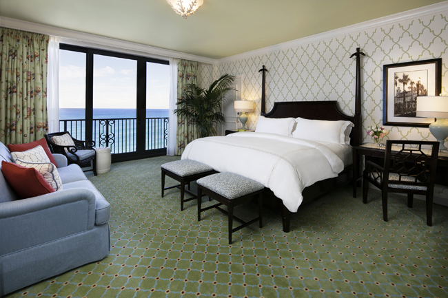 An oceanfront suite at The Breakers in Palm Beach.