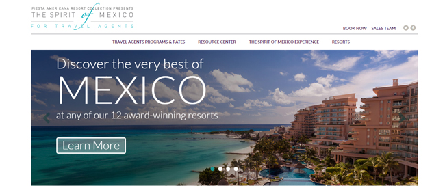 A screenshot of Fiesta Americana Resort's new travel agent portal.