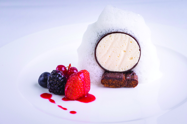 Tiramisu with Amaretto foam. Photograph by Christopher Ison ©